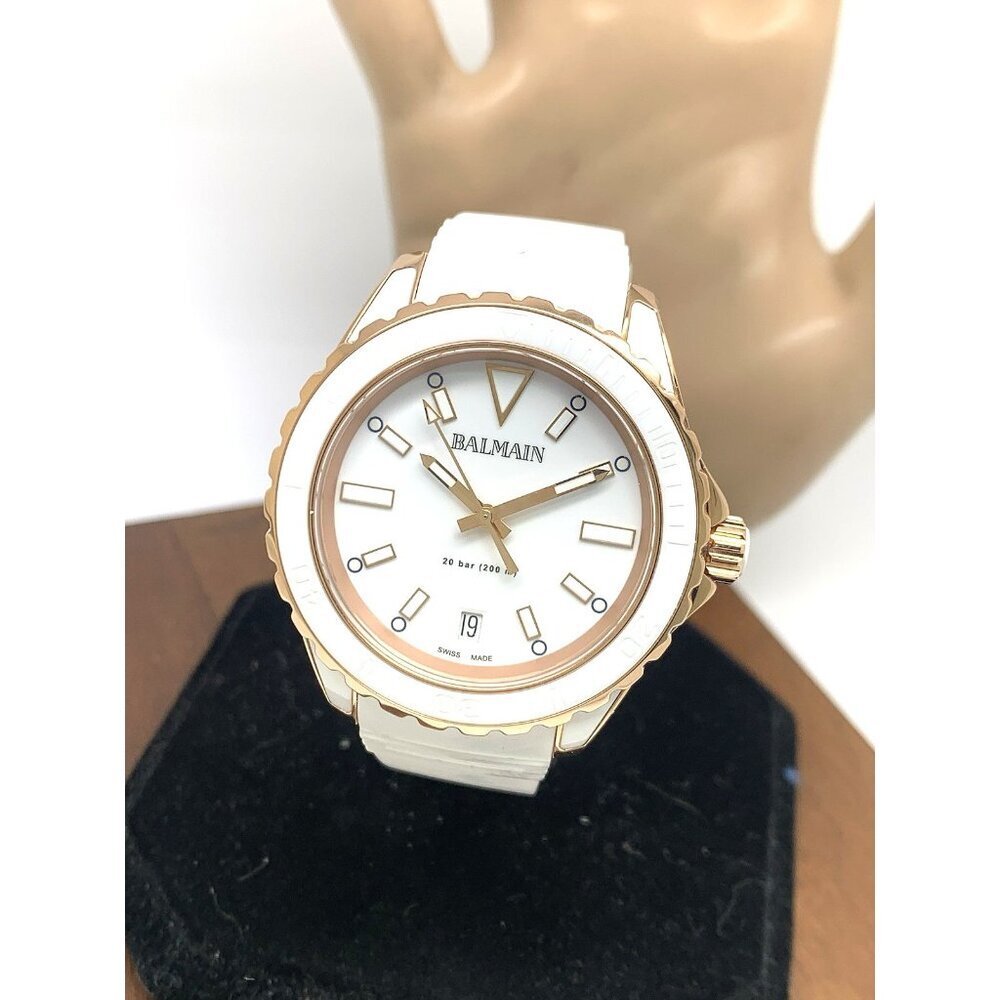Balmain Women's Watch B43362225 Ophrys Swiss Quartz Rose Gold White Rubber 38mm